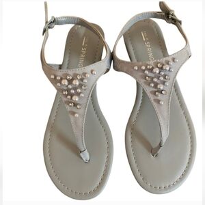 Call It Spring Sandels Womens Size 6 Gray Sparkle Faux Pearl Stones